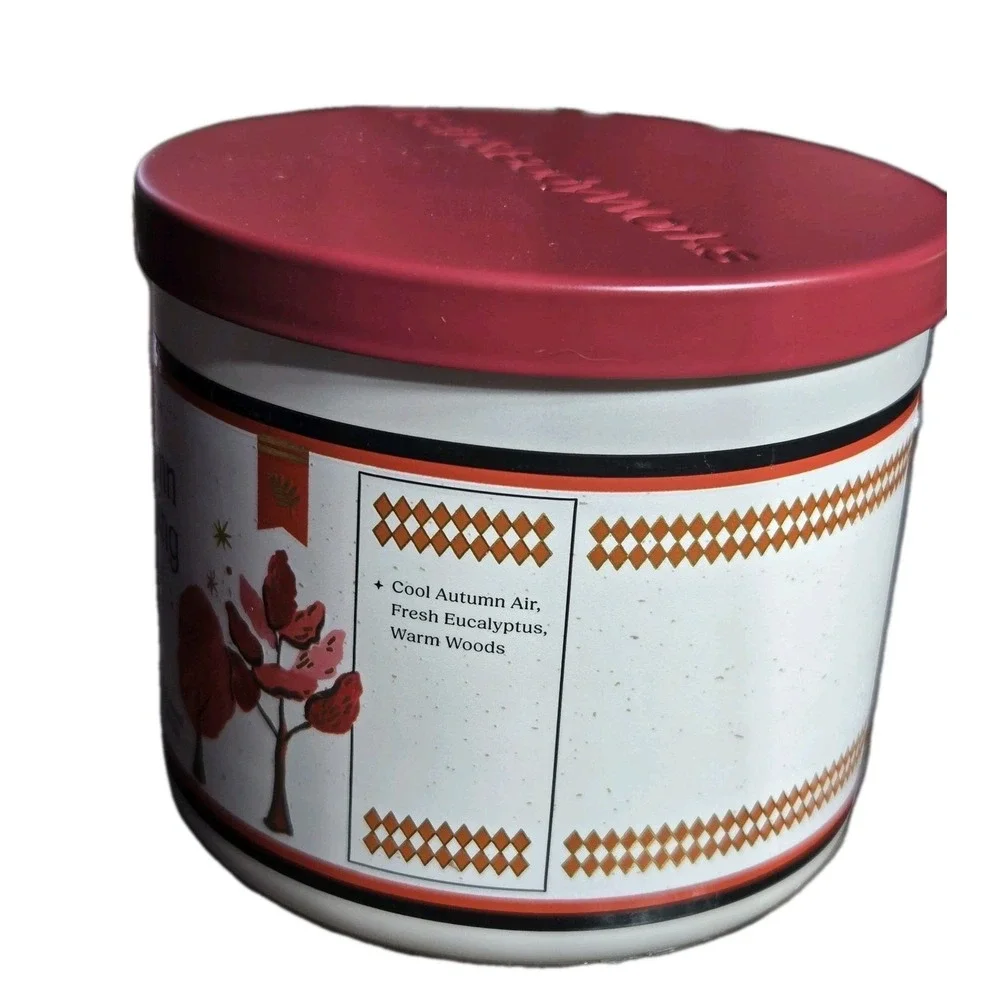 NEW Bath & Body Works Candle Autumn Evening 3 Wick 25-45 hours 14oz Soy Wax - Picture 2 of 6